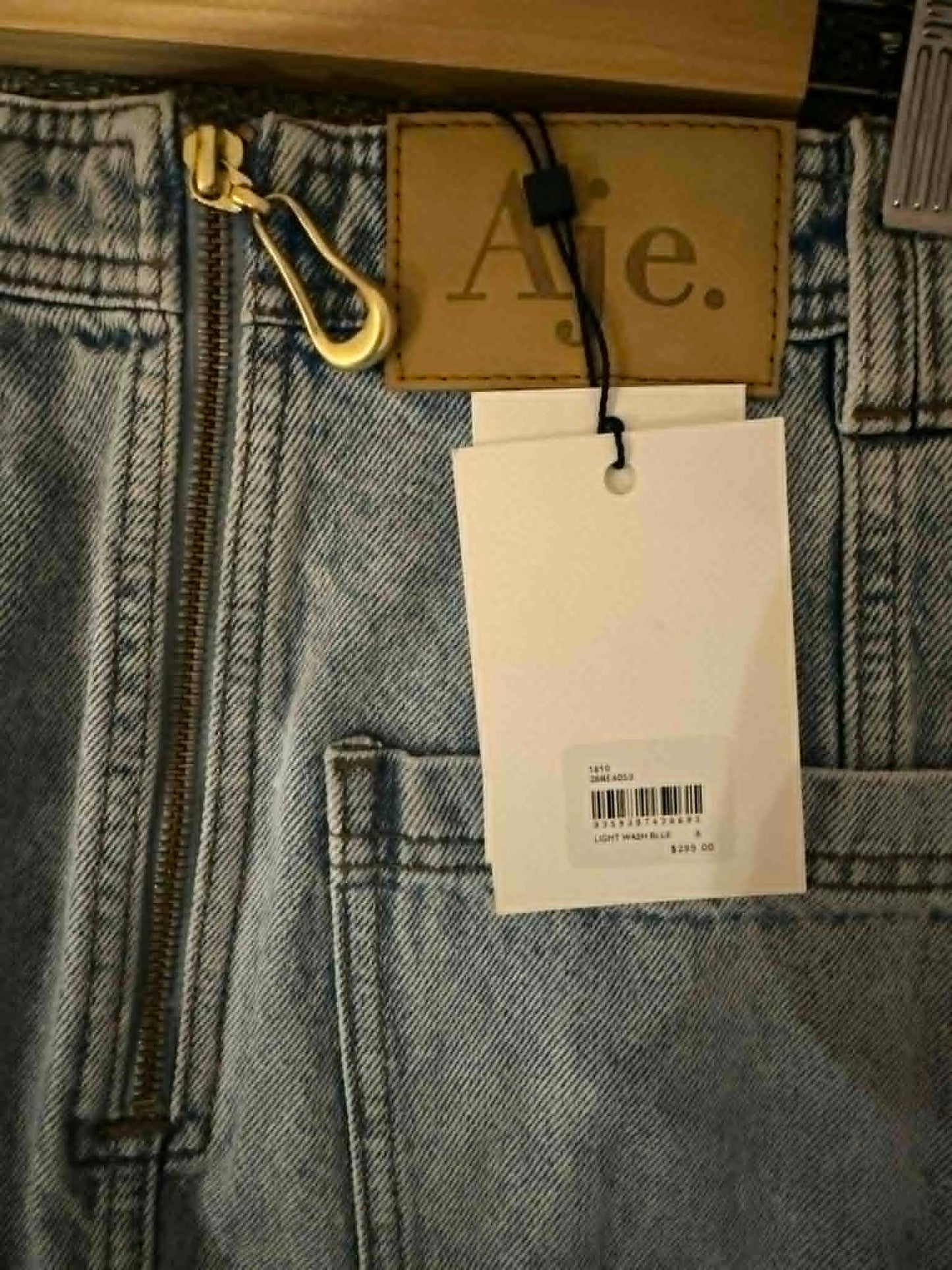 Aje Denim Button-Front Mini Skirt – Light Wash Blue, Size 8