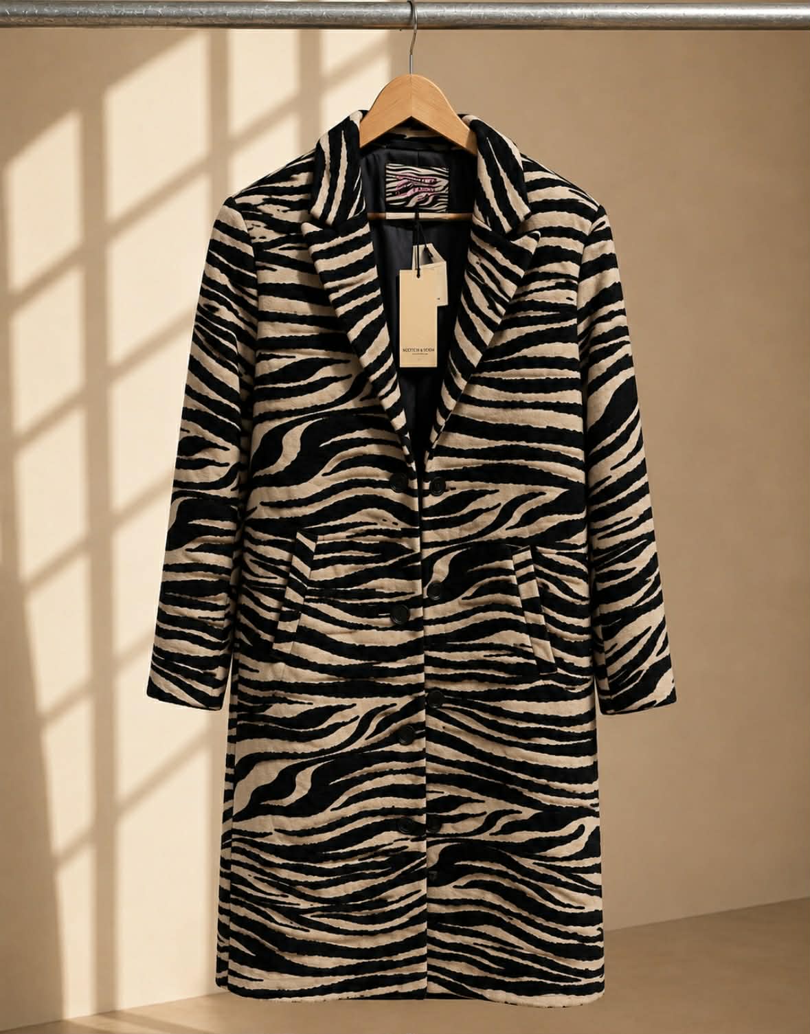 Scotch & Soda Zebra Print Coat — Size M