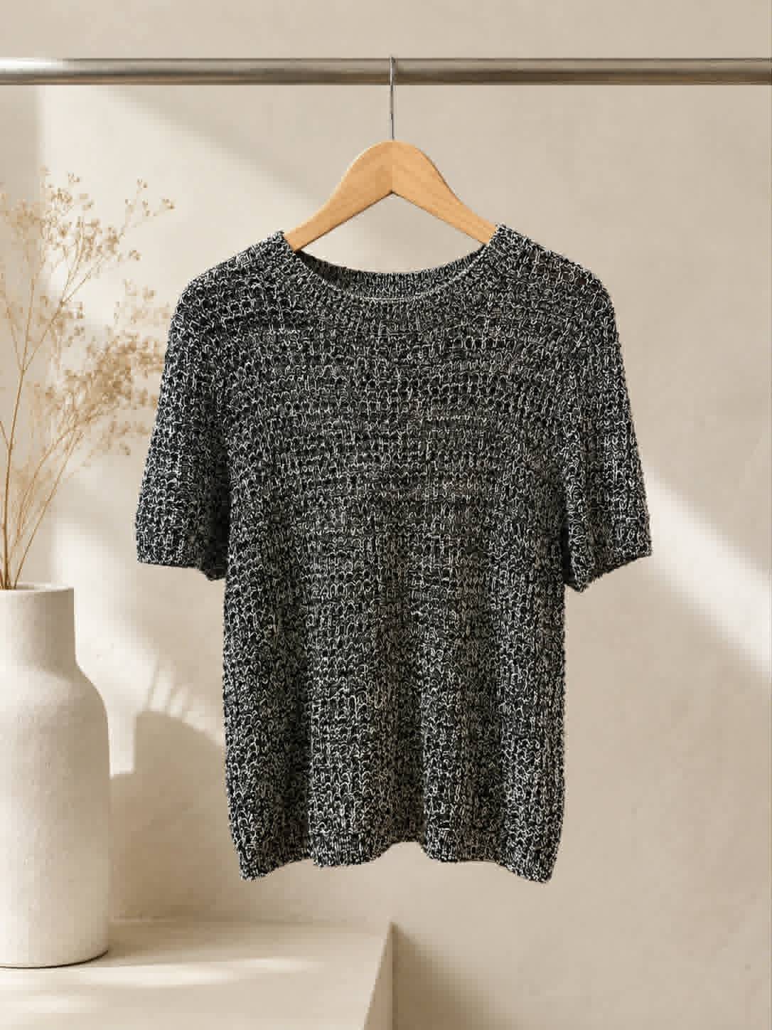 MAX Marled Knit Short Sleeve Top