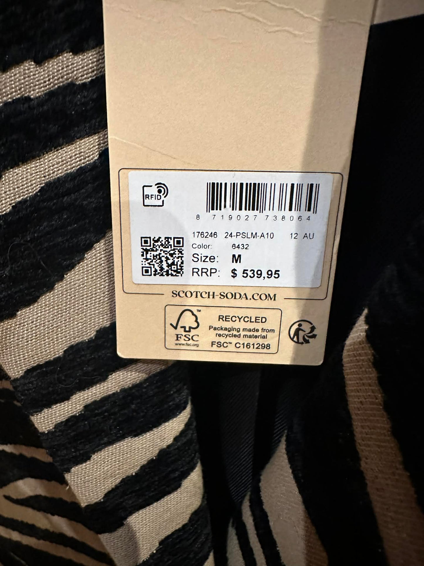 Scotch & Soda Zebra Print Coat — Size M