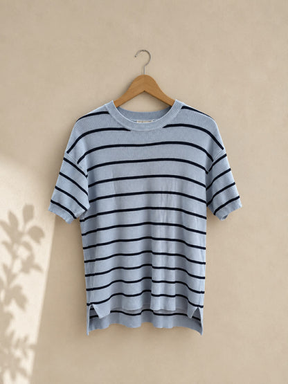Feather + Noise Striped Ribbed Knit Tee