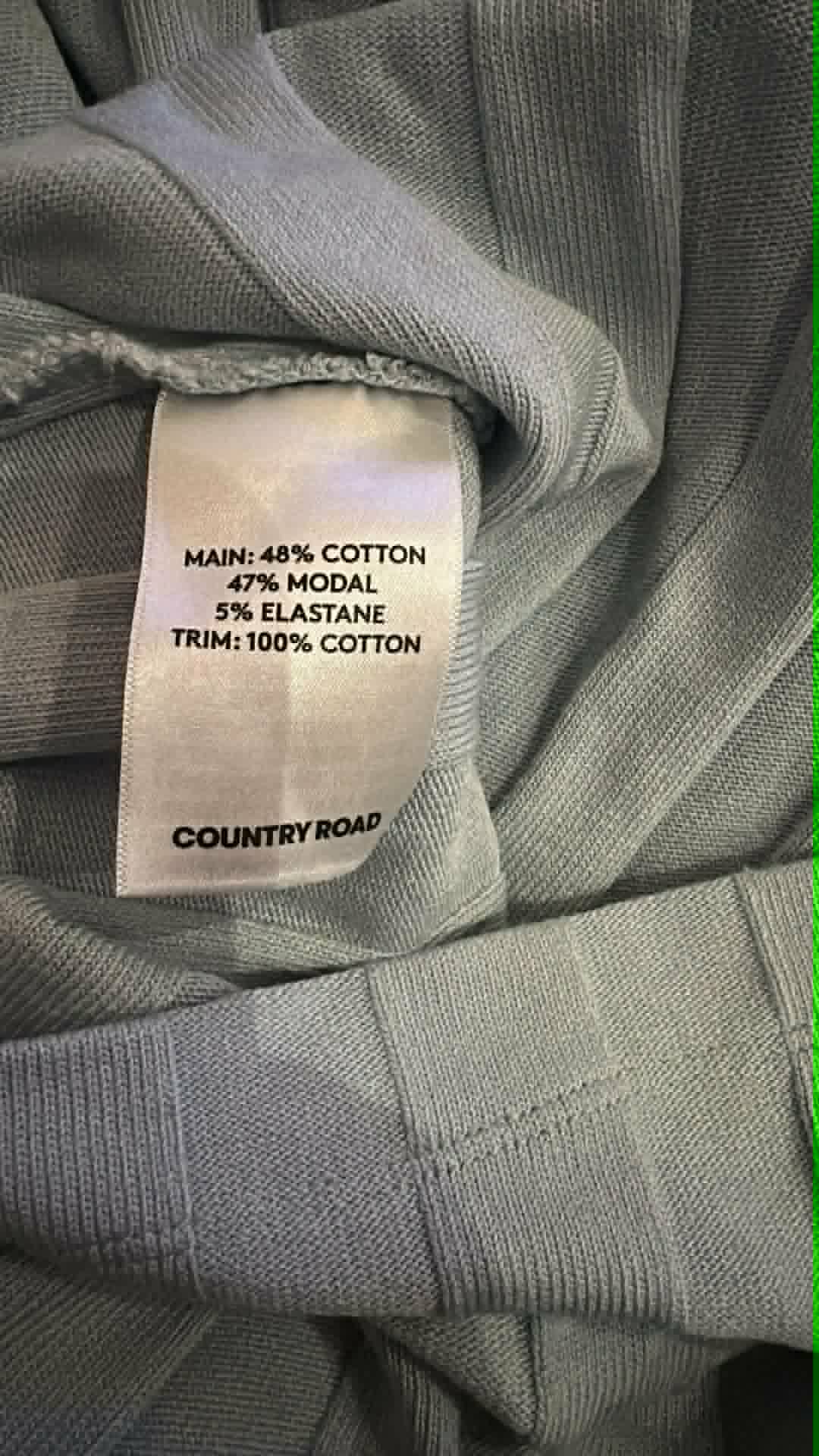 Country Road ribbed polo knit marbled resin button placket detail close-up