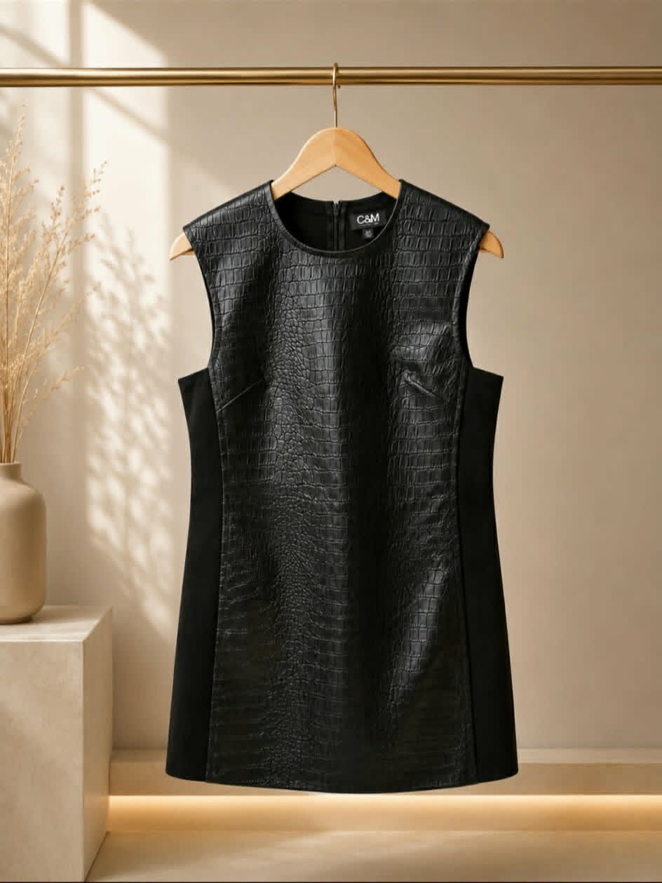 C&M Camilla and Marc croc-embossed mini dress front view on hanger