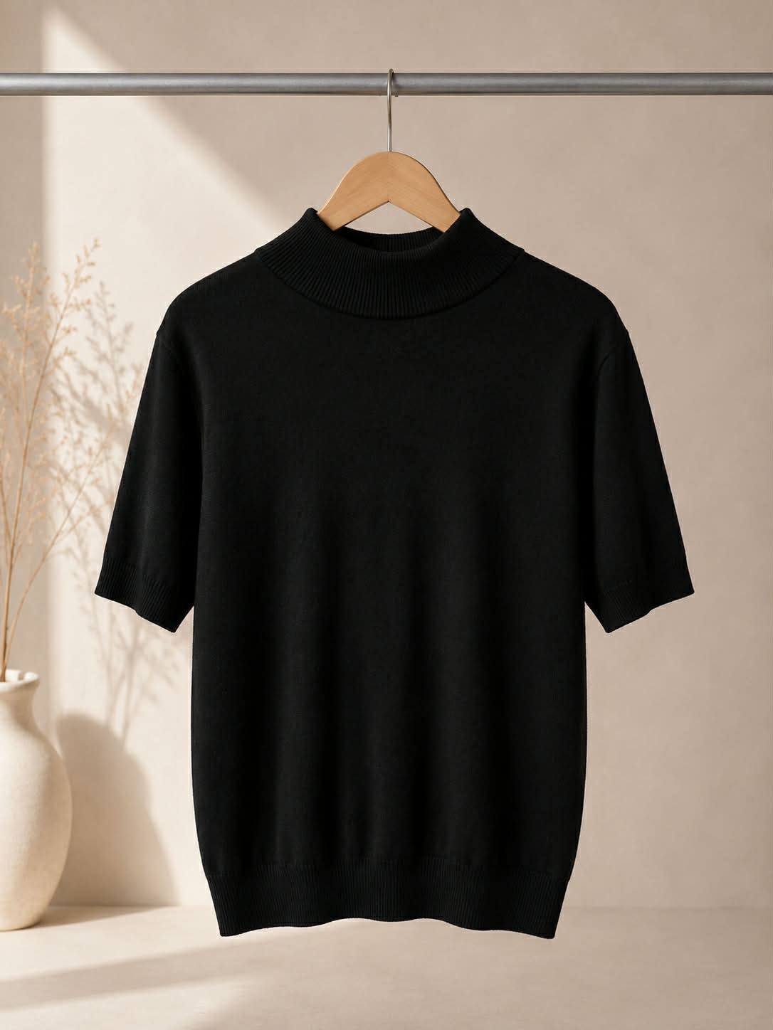 Country Road Merino Silk Mock Neck Top - front view