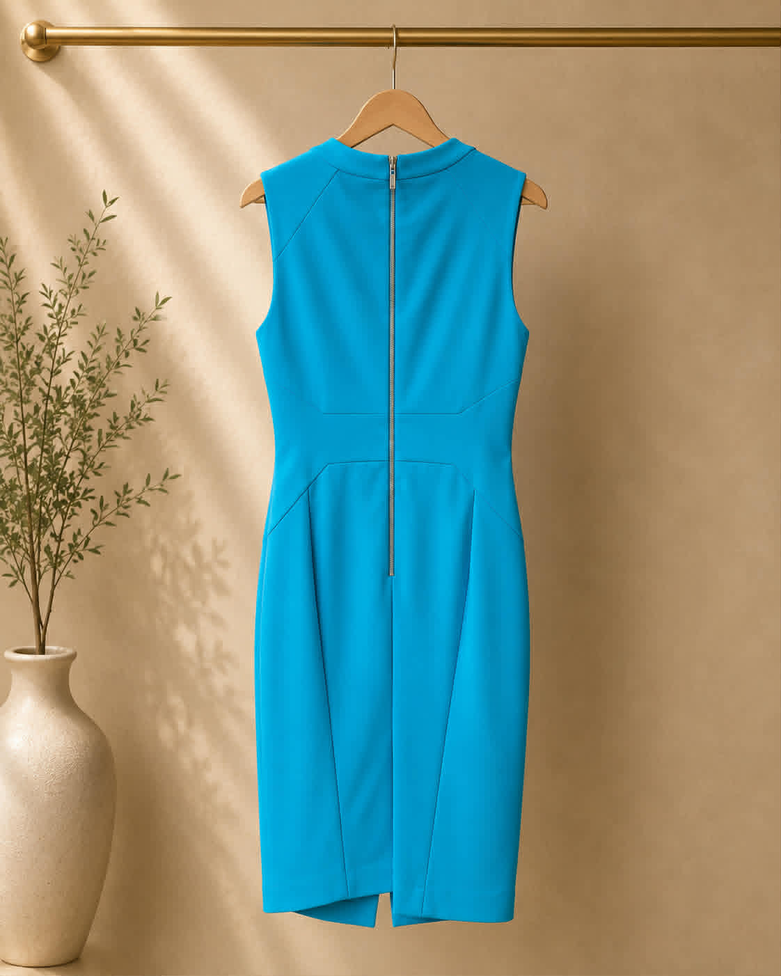 Cue Blue Sleeveless Sheath Dress – Size 8