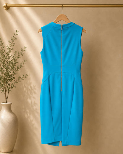 Cue Blue Sleeveless Sheath Dress – Size 8