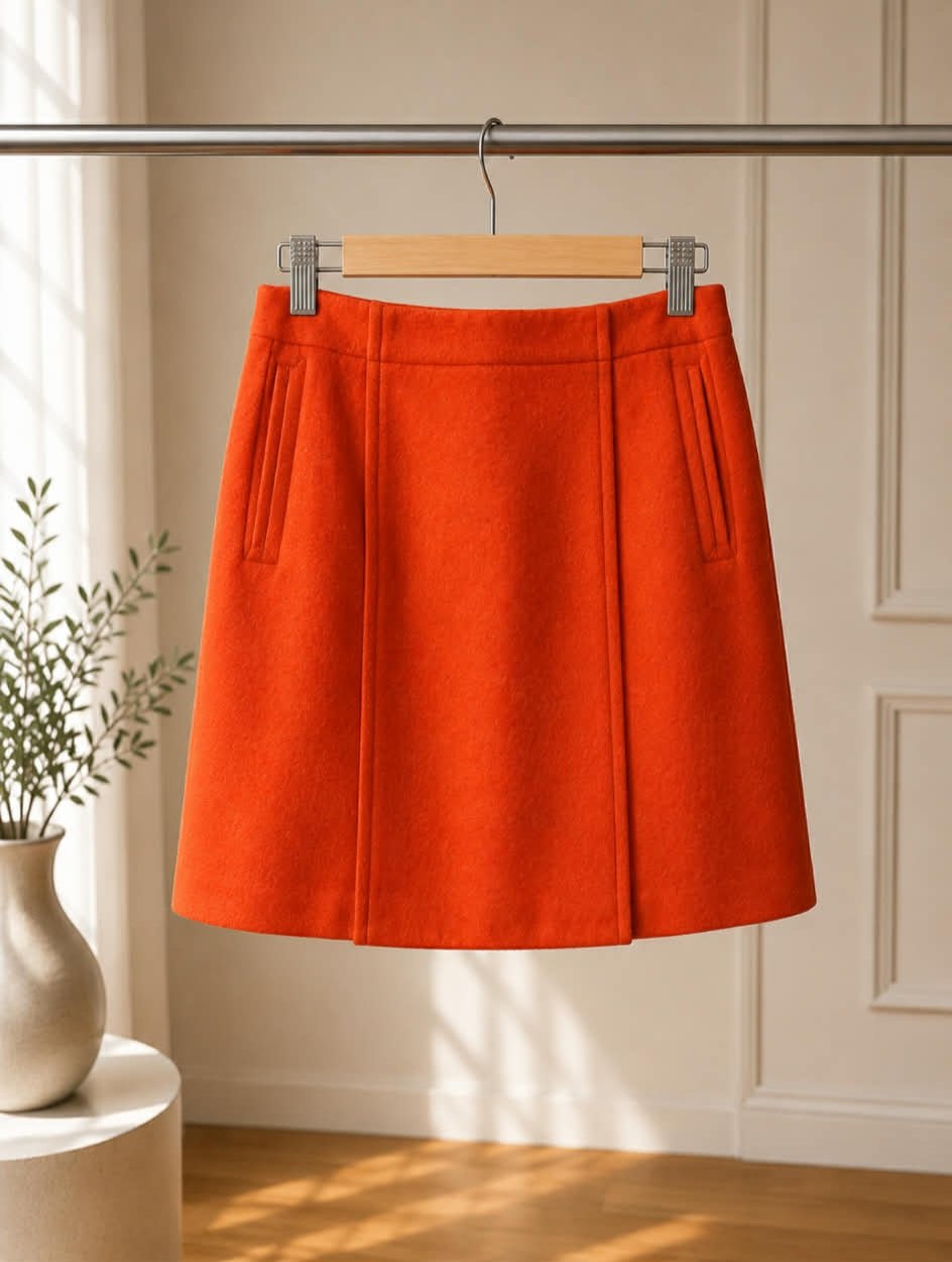 Trenery rust wool mini skirt on hanger