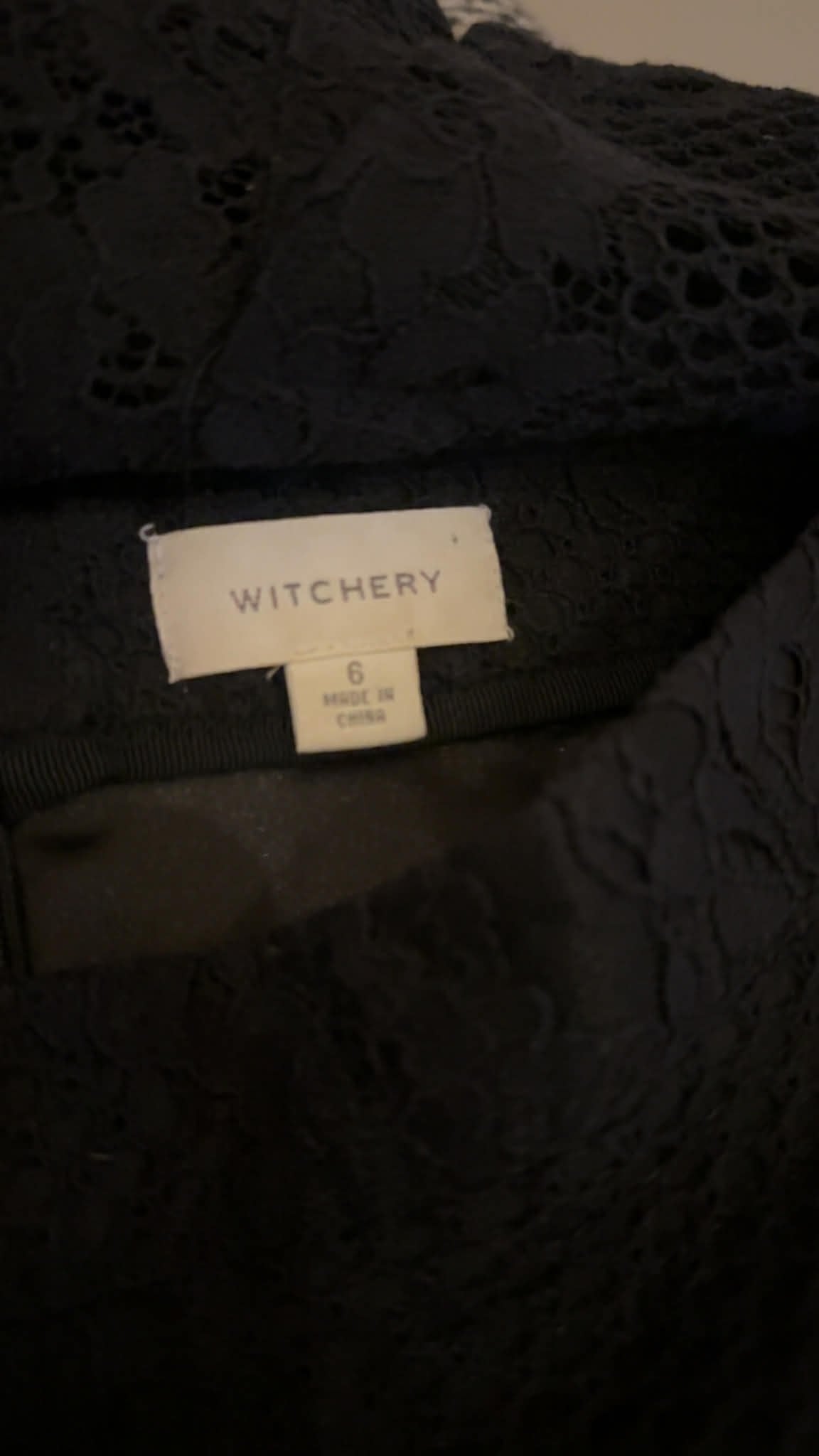 Witchery black lace midi skirt on hanger