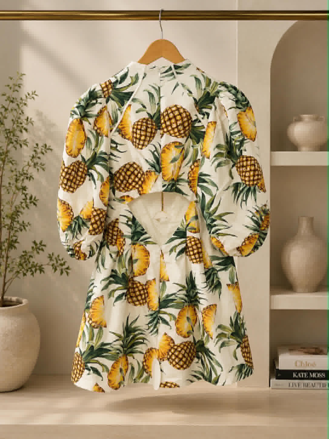 Sheike Pina Colada Dress back view on hanger