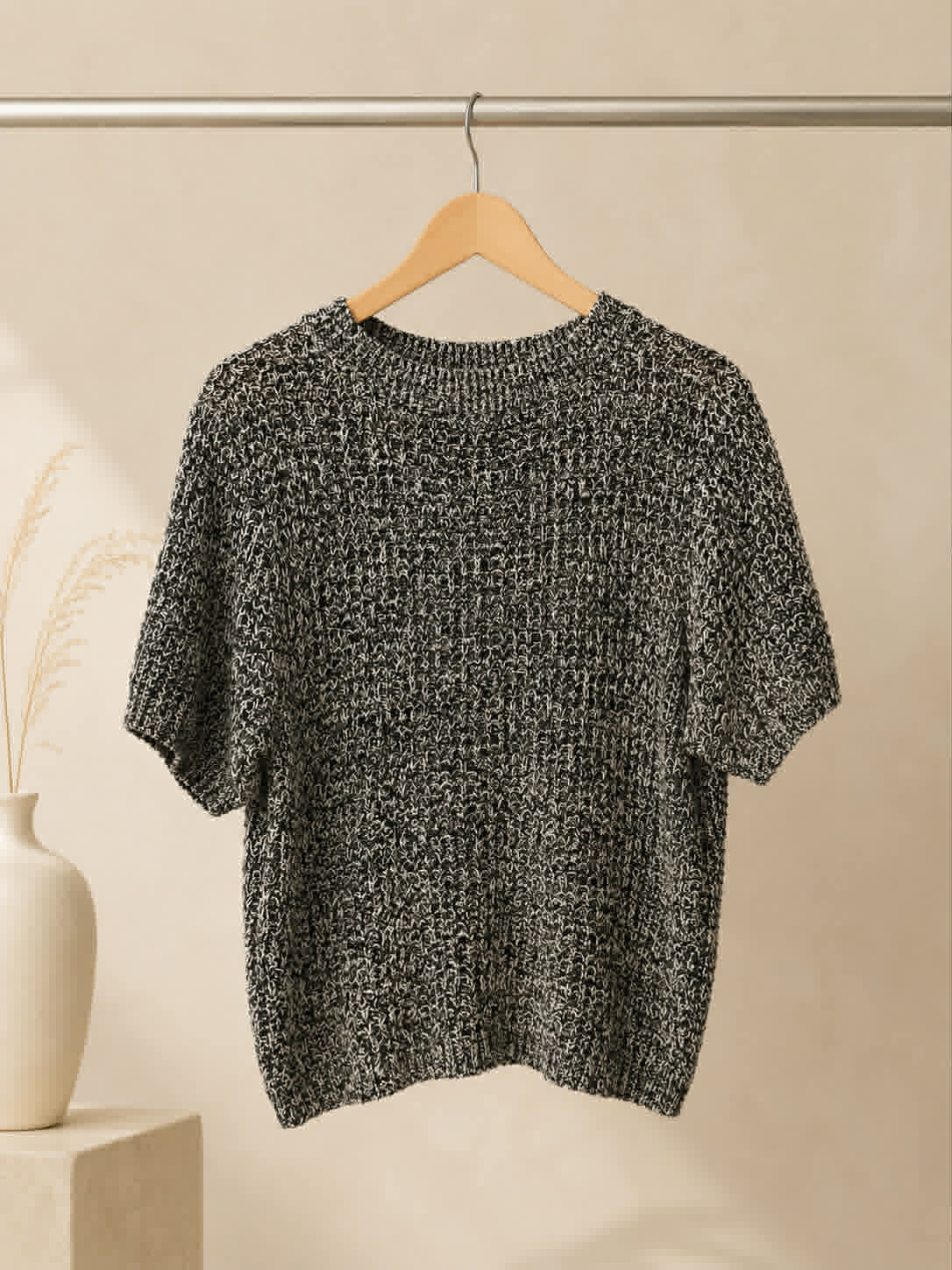 MAX Marled Knit Short Sleeve Top