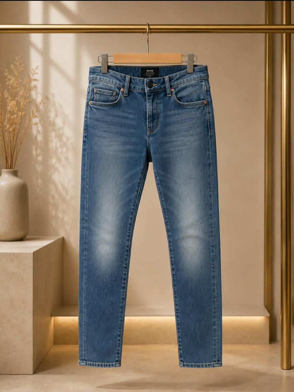 NEUW Denim gold contrast stitching and pocket detail close-up