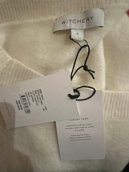 Witchery Fluffy Asymmetric Knit – Vanilla, Size S