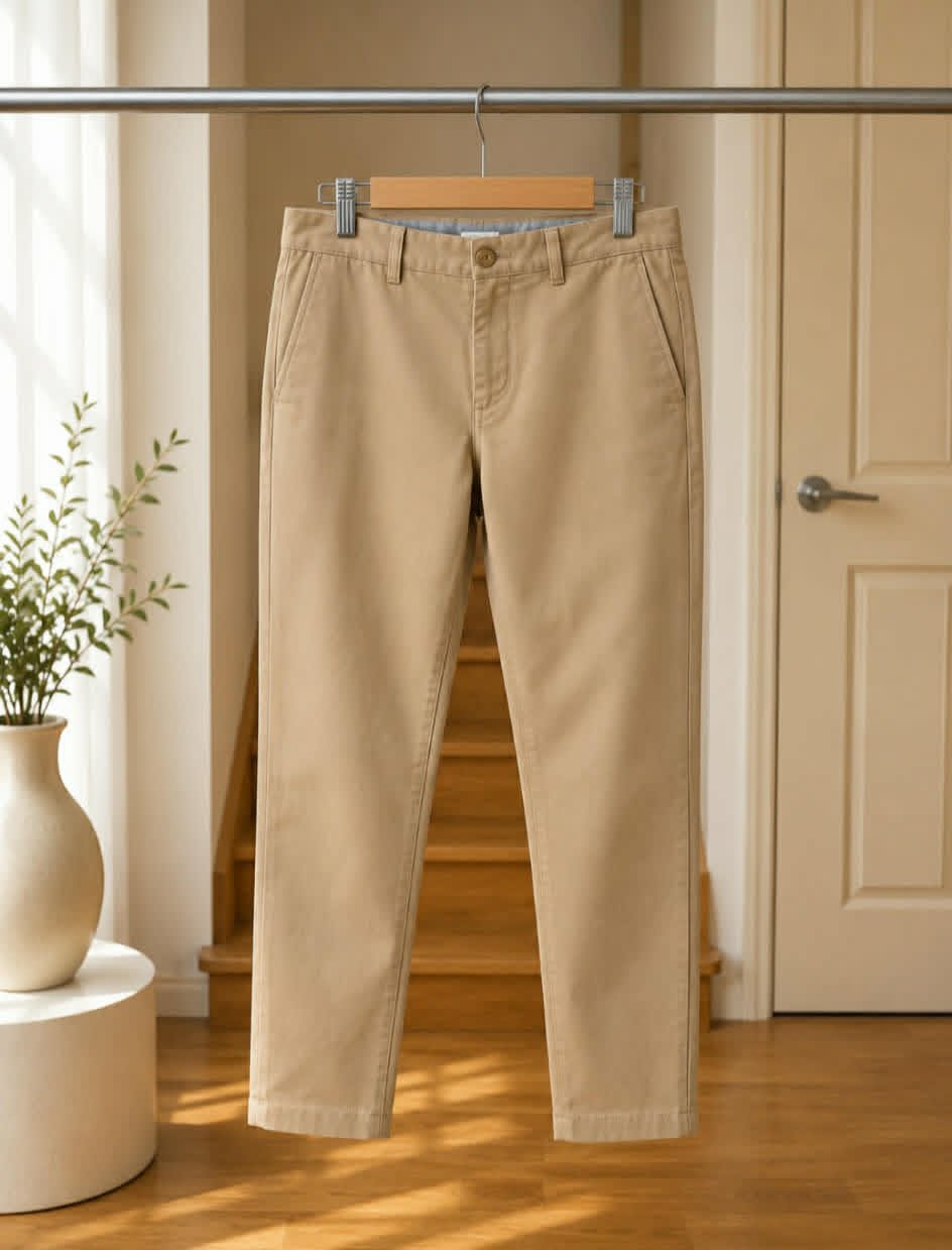 J.Crew Essential khaki chinos front view on hanger
