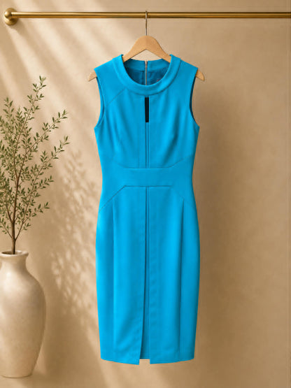 Cue Blue Sleeveless Sheath Dress – Size 8