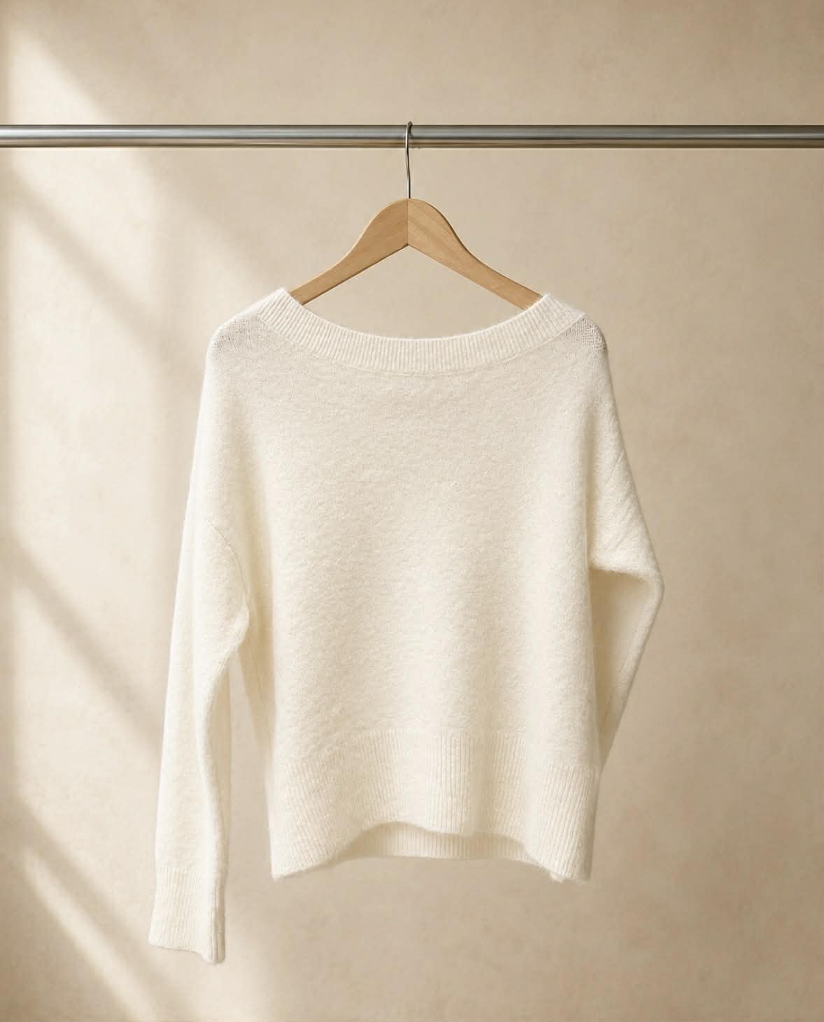Witchery Fluffy Asymmetric Knit – Vanilla, Size S