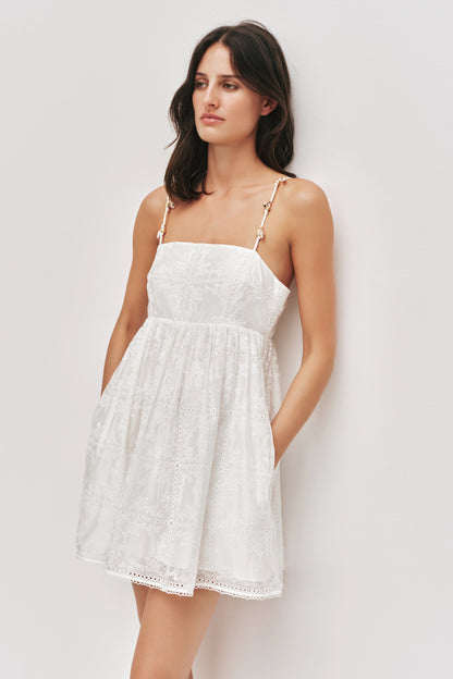 Aje Merritt Embroidered Mini Dress – Ivory, Size 10