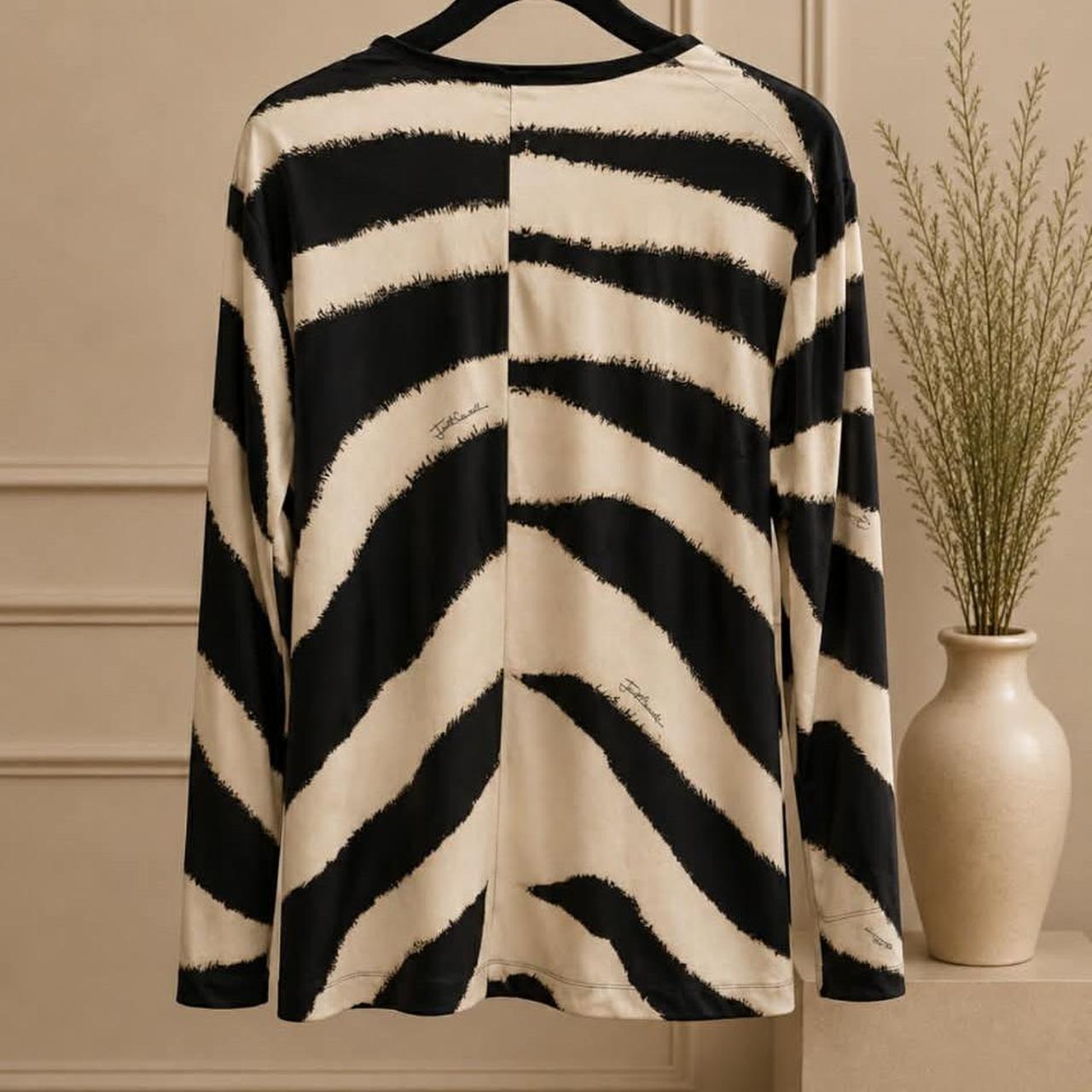 Just Cavalli Zebra Print Long Sleeve Top — Size 48