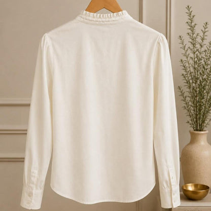 Marella Ruffle Collar Blouse — White / Size 42