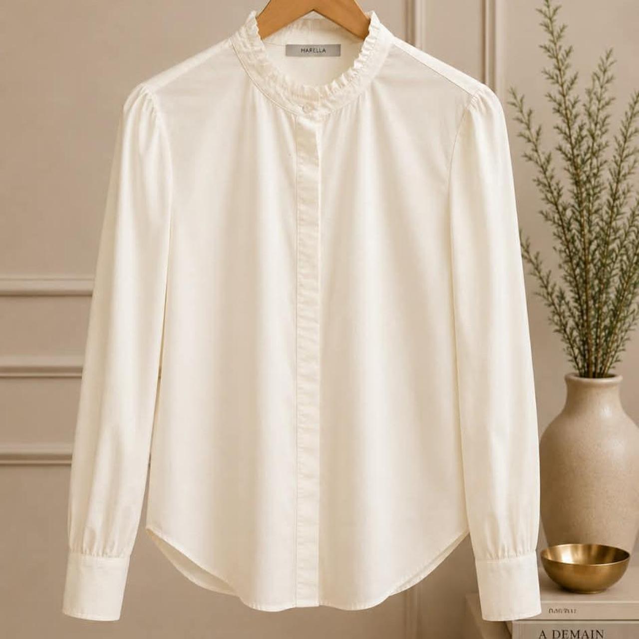 Marella Ruffle Collar Blouse — White / Size 42