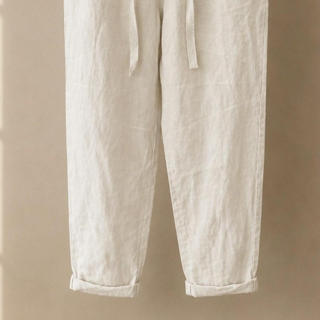 Donna Karan New York 100% Linen Drawstring Trousers