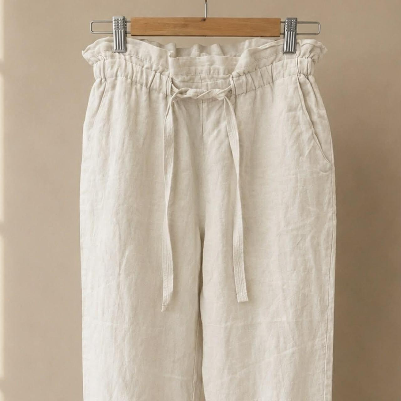 Donna Karan New York 100% Linen Drawstring Trousers