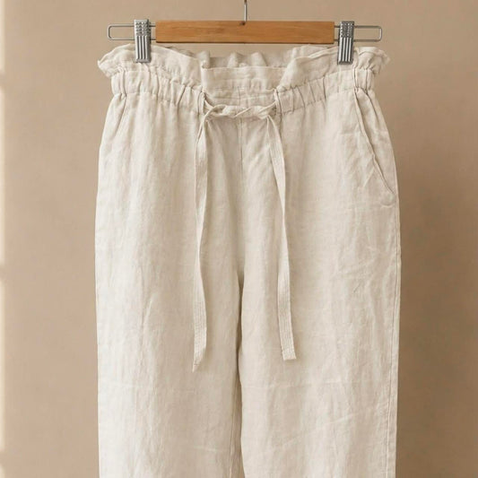 Donna Karan New York 100% Linen Drawstring Trousers