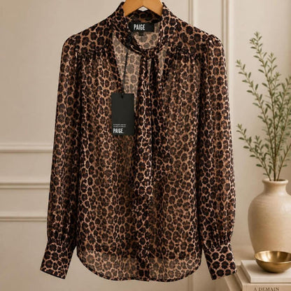 PAIGE Cleobelle Blouse — Natural Leopard / Size S