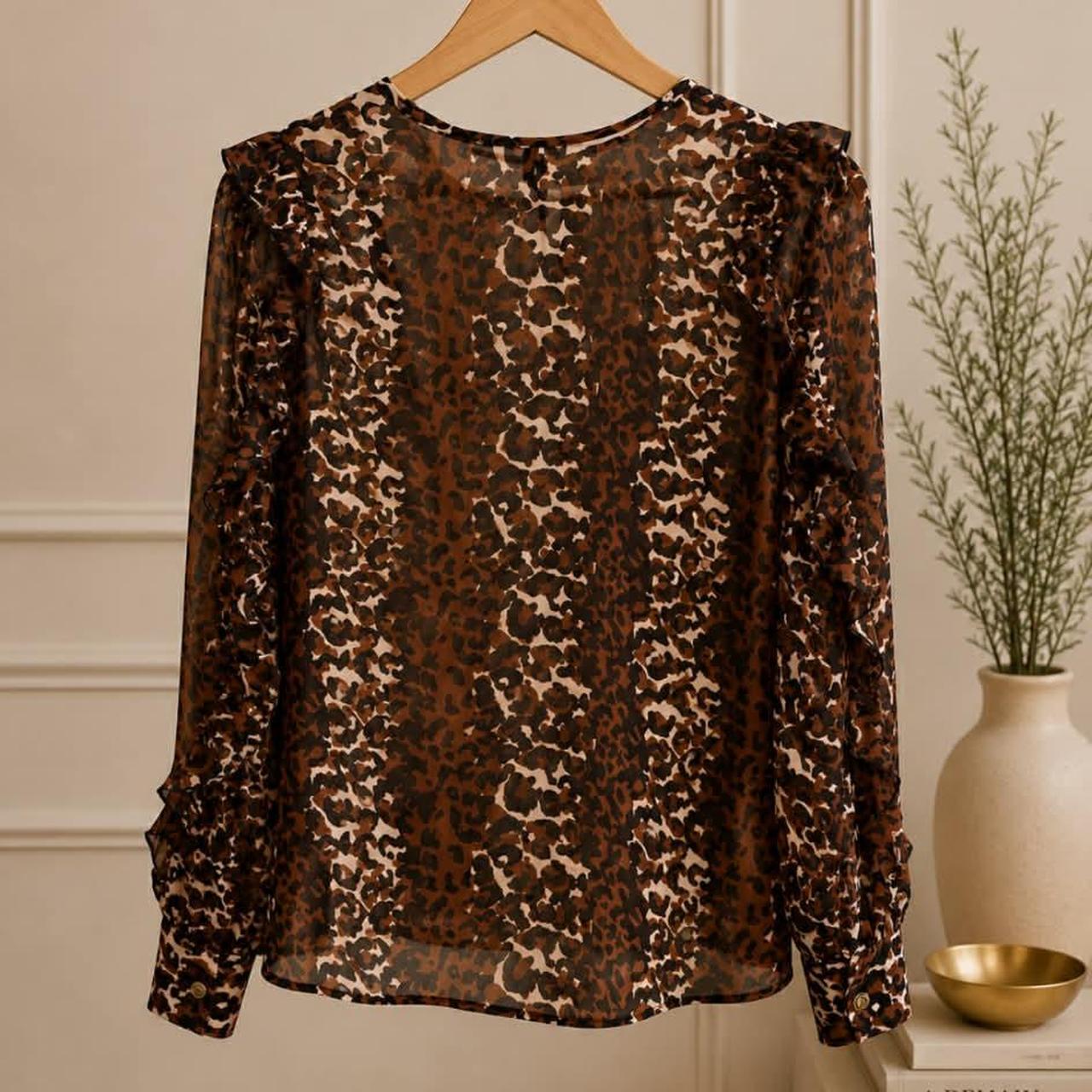 Maison Scotch Les Filles Leopard Print Sheer Blouse — Size M