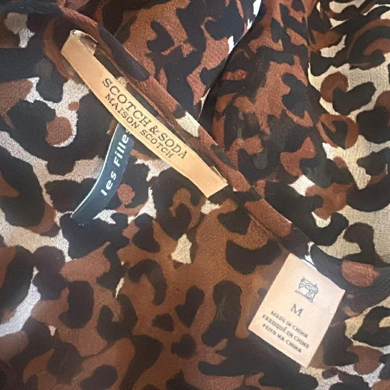 Maison Scotch Les Filles Leopard Print Sheer Blouse — Size M