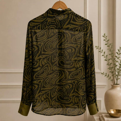 Scotch & Soda Swirl Print Sheer Blouse — Size M