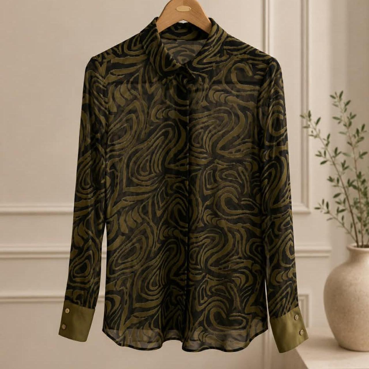 Scotch & Soda Swirl Print Sheer Blouse — Size M