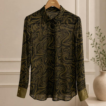 Scotch & Soda Swirl Print Sheer Blouse — Size M