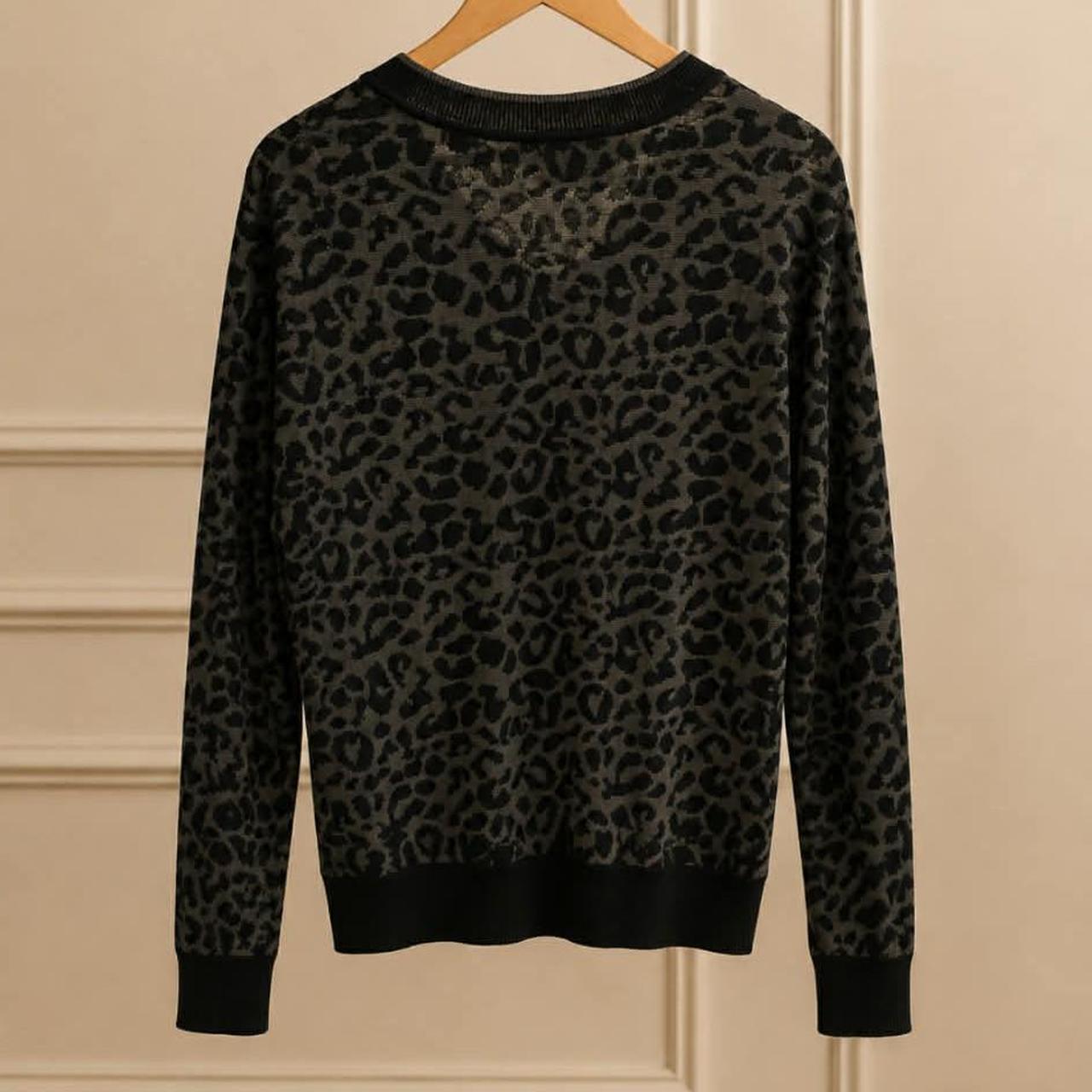 Scotch & Soda Leopard Print V-Neck Knit Sweater — Size M