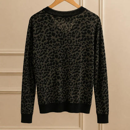 Scotch & Soda Leopard Print V-Neck Knit Sweater — Size M