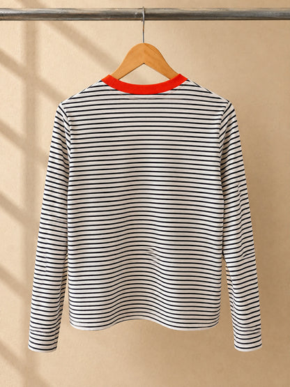 COS striped long sleeve top back view on hanger