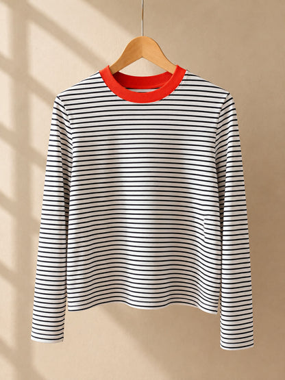 COS striped long sleeve top front view on hanger