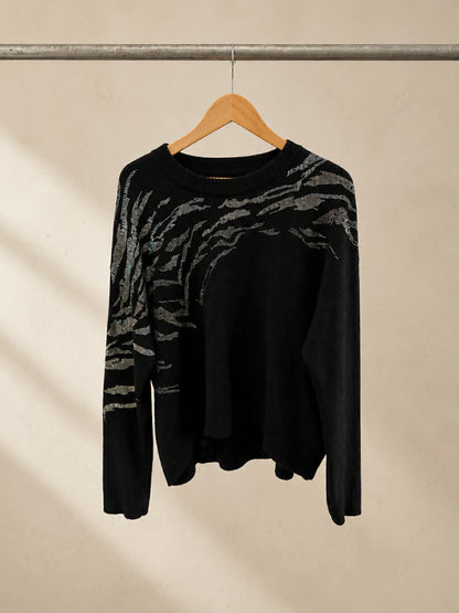 Zadig & Voltaire Markus Tiger Strass cashmere sweater front on hanger