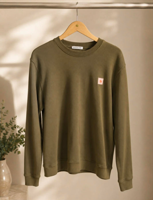 Scotch & Soda Khaki Crew Neck Sweatshirt, Size M