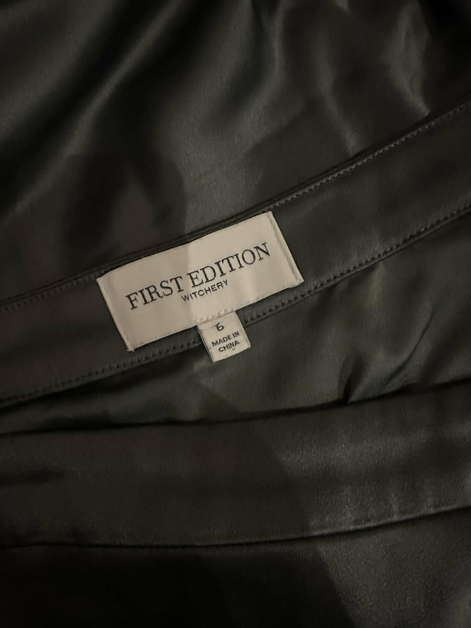 First Edition by Witchery slate satin asymmetric midi skirt on hanger