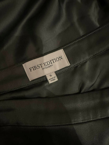 First Edition by Witchery slate satin asymmetric midi skirt on hanger
