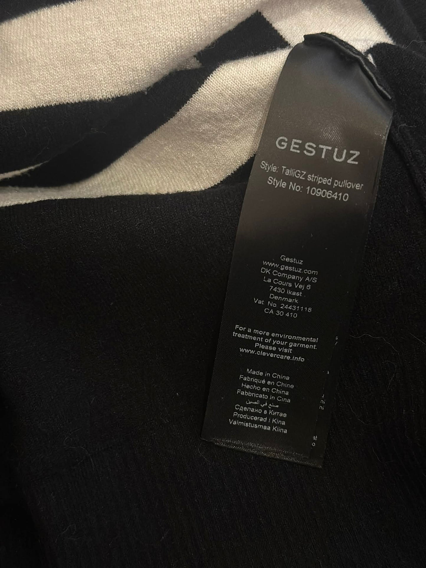 Gestuz TalliGZ Striped Pullover - care label