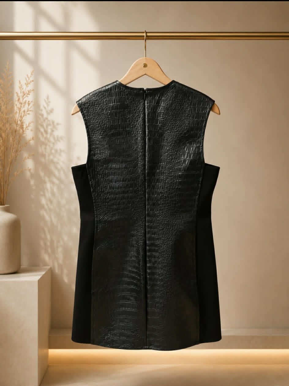 C&M Camilla and Marc croc-embossed mini dress back view showing back zip