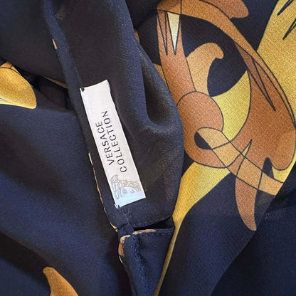 Versace Collection Baroque Gold & Black Sheer Blouse — Size 44